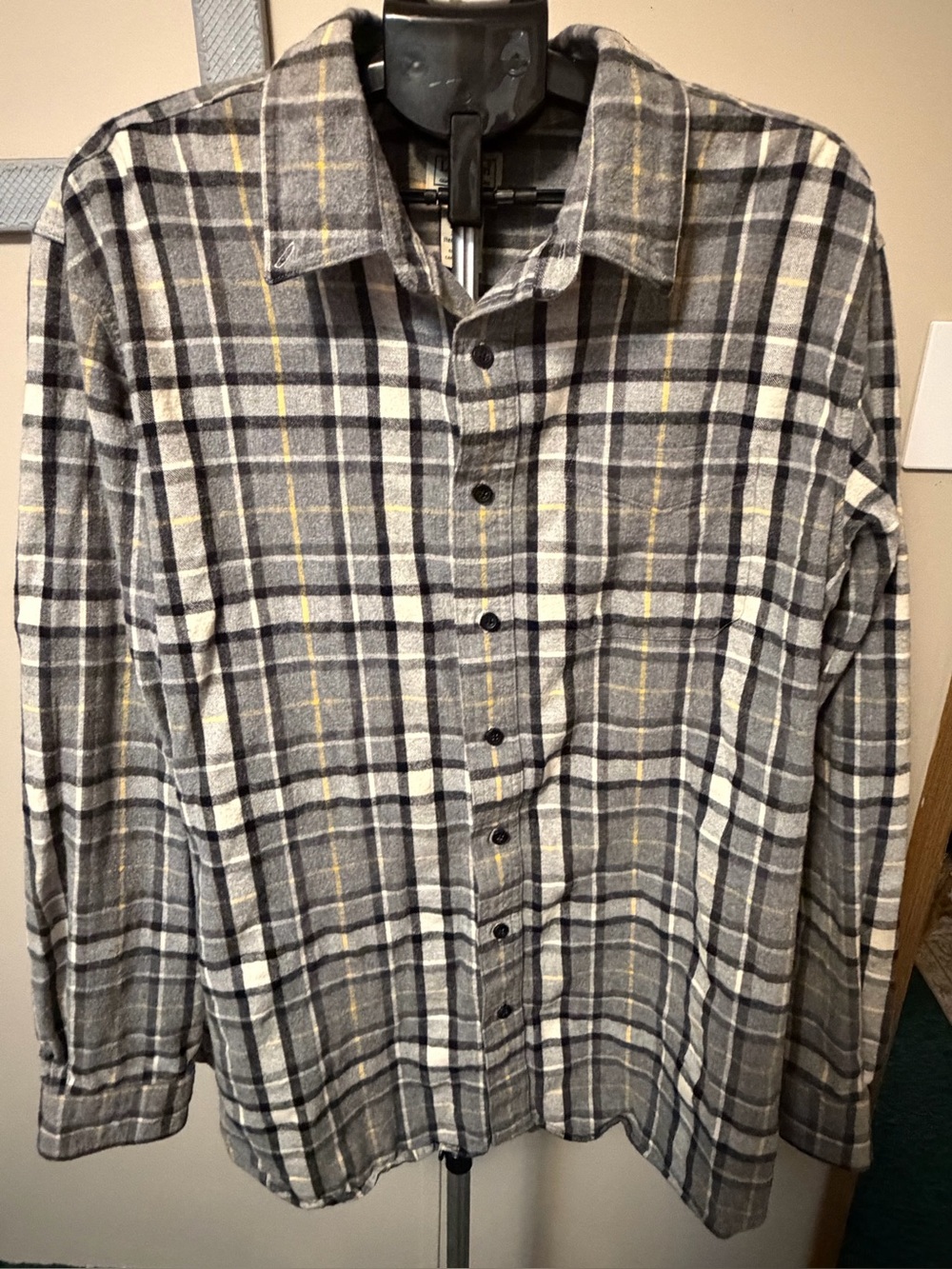 L.L. Bean Men's Scotch Plaid Flannel Shirt - Gray/Yellow Plaid - XL-TALL